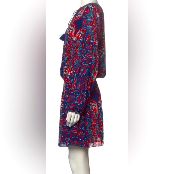 Parker Long Sleeve Paisley Printed Silk A- Dress - Picture 2 of 9